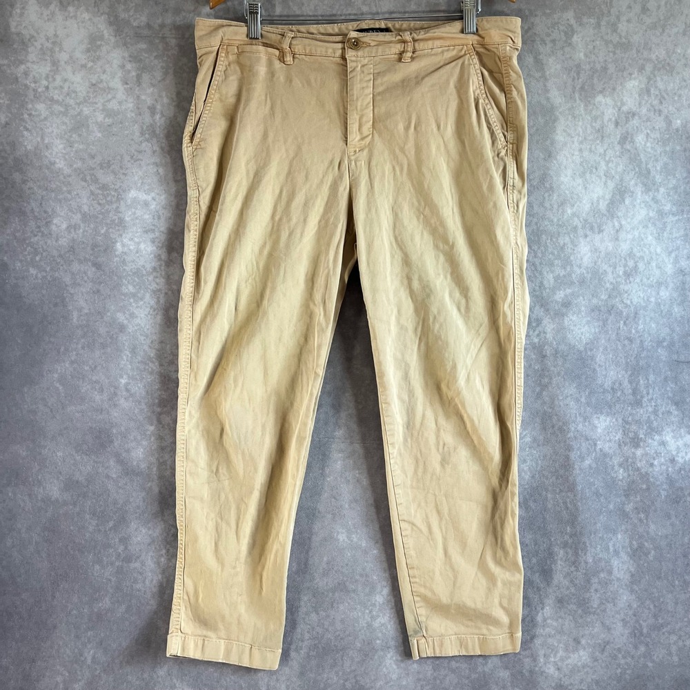 Lauren Ralph Lauren Chino Pants Womens 14W Tan‎ Beige Stretch Ankle Trousers